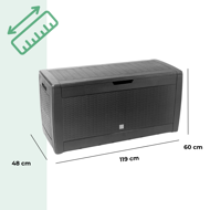 Skrzynia do przechowywania RATO, 310L, 119x48x60cm, antracytowa