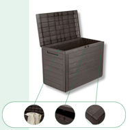 Pojemnik do przechowywania WOODEBOX, 190L, 78x44x55cm, ciemny brąz