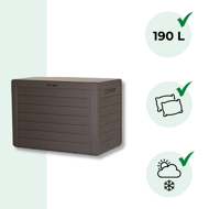 Pojemnik do przechowywania WOODEBOX, 190L, 78x44x55cm, ciemny brąz