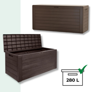 Pojemnik do przechowywania WOODEBOX, 280L, 120x46x57cm, ciemny brąz  