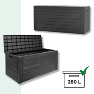 Pojemnik do przechowywania WOODEBOX, 280L, 120x46x57cm, antracytowa  
