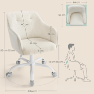 Krzesło biurowe SABINA, max. 110 kg, białe/beżowe