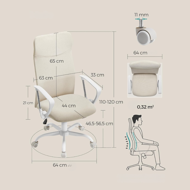 Krzesło biurowe DINA, max. 120 kg, beżowa/biała