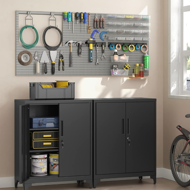 Wielofunkcyjna metalowa szafka RAVEN, 40x80x90 cm, czarna