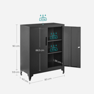 Wielofunkcyjna metalowa szafka RAVEN, 40x80x90 cm, czarna