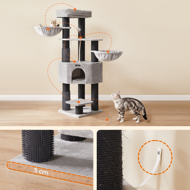 Drapak dla kota ONYX, 50x50x160cm, szary/czarny