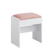 Tapicerowany taboret/krzesło VELVET do toaletki, 45×45×28,6 cm, biały/różowy