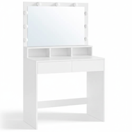 Toaletka VANESA z dużym lustrem i oświetleniem, 80x40x140 cm, biała