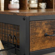 Toaletka z taboretem z ekoskóry PIERRE, 90x40x141cm, brązowa/czarna