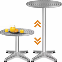 Regulowany aluminiowy stół barowy NERO Ø60 cm, srebrny