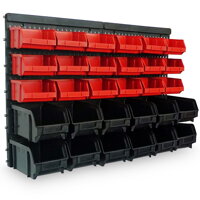 Wiszący organizer warsztatowy ORDER, 30 pudełek, 64x2x38cm, czerwona/czarna  