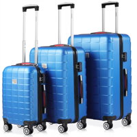 Zestaw walizek, twardych, ABS, niebieski, 40l, 80l, 105l