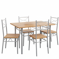 Zestaw jadalniany PAUL, 5 części, naturalny brąz