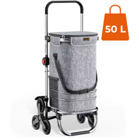 Torba na zakupy na kółkach do schodów COMFORT, 50l, szara