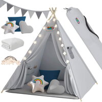 Namiot tipi JULIUS, 120x120x160cm, szara/niebieska