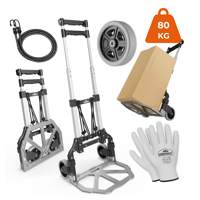 Wózek transportowy TROY z regulowaną wysokością, max. 80 kg, srebrny/czarny