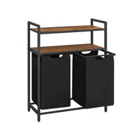 Kosz na bieliznę z 2 półkami BERGEN, 2x46l, czarna/brązowa