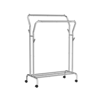 Stojak do garderoby MATILDA na kółkach, max. 100 kg, 155x103x52 cm, srebrny