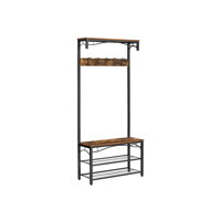 Wieszak do przedpokoju HENRY z miejscem na buty, 80x30x178,5cm, brąz/czarna  