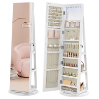 Lustro stojące z miejscem na biżuterię CHANTAL, 54,5×54,5×162 cm, białe