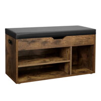 Szafka na buty z miejscem do przechowywania LUJZA, 80x30x44cm, ciemny brąz/czarna
