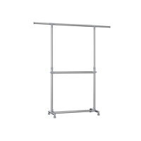 Stojak na ubrania dwupoziomowy JASON, 93x49x113-198cm, srebrna  