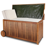 Drewniana skrzynia ACACIA z kółkami, 117x52x58,5cm, naturalny brąz