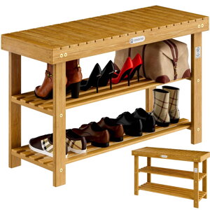 Ławka do przedpokoju z miejscem na buty NINA, 90x32x46cm, naturalny brąz