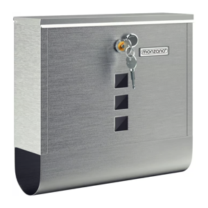 Skrzynka pocztowa z tubą na gazety POST, 30,5x10x33,5cm, srebrna