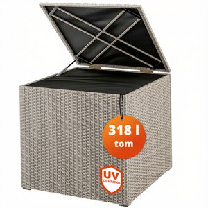 Polirattanowy pojemnik na schowek RICCO, 318L, 75x75x70 cm, kremowa