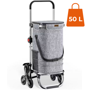 Torba na zakupy na kółkach do schodów COMFORT, 50l, szara