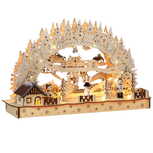 Świąteczny LED łuk CLEMENT, 45x12,5x28cm, naturalny brąz