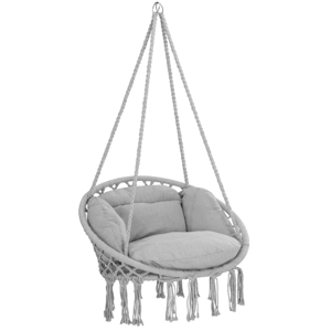 Wiszące krzesło BOHO z poduszkami, Ø61cm, jasnoszara  
