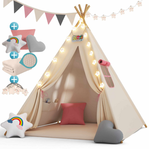 Namiot tipi JULIA, 160x120x120cm, beżowo/różowa