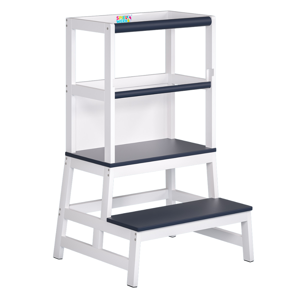 Wieża edukacyjna PLAY z drewna sosnowego, 93x56x49, biała/antracyt  