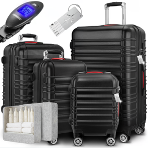 Zestaw walizek skorupowych AERO, 4-częściowy, ABS, czarny