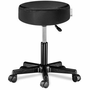 Taboretka na kółkach BONY, Ø35cm, czarna