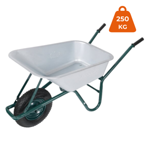 Ocynkowana taczka GREEN BARRY, max. pojemność 100l/250kg, srebrna/czarna