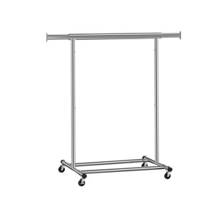 Stojak na ubrania INEZ na kółkach, maks. 90 kg, 83,5x45x160cm, srebrna  