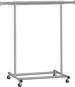 Stojak na ubrania INEZ na kółkach, maks. 90 kg, 83,5x45x160cm, srebrna  