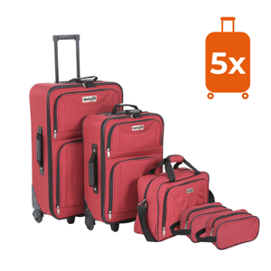 Zestaw walizek TRAVEL, 5-częściowy, czerwony
