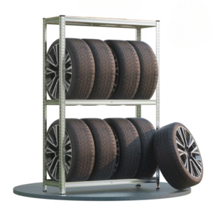 Regał na opony TYRE, 120x40x180 cm, max 795 kg, stalowy/jasnobrązowy