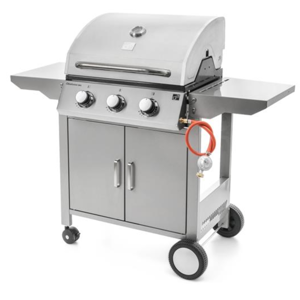 Grill gazowy OKLAHOMA BBQ, 4 palniki, z reduktorem, srebrny