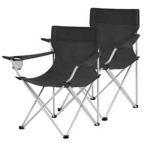 Krzesła kempingowe ROVER, zestaw 2 szt., czarny