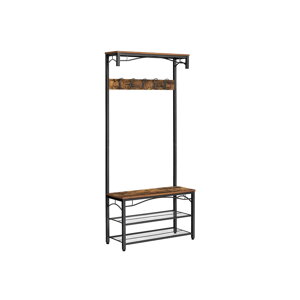 Wieszak do przedpokoju HENRY z miejscem na buty, 80x30x178,5cm, brąz/czarna  