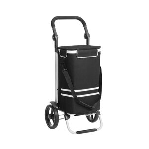 Skladací nákupný vozík s izolačnou chladiacou taškou, 35 l, čierny 