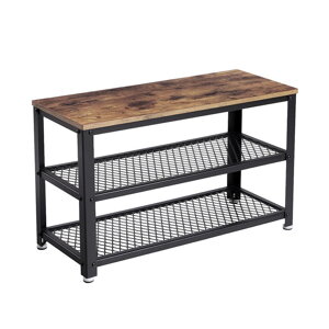 Ławka do przedpokoju z miejscem na buty INDY, 73x30x45cm, brązowa/czarna