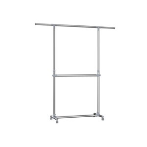 Stojak na ubrania dwupoziomowy JASON, 93x49x113-198cm, srebrna  