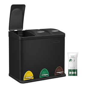 Kosz do segregacji odpadów SORT, 24l (3x8l), czarny