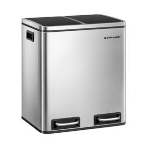 Kosz do segregacji odpadów SORT 30l (2×15l), srebrny/czarny